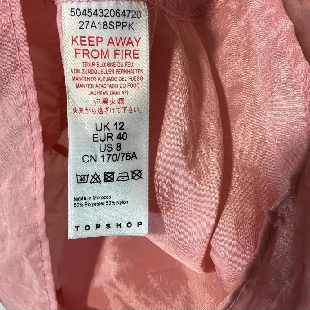 NEW Topshop Taffeta Lantern‎ Mini Skirt Light Pink Size: 8